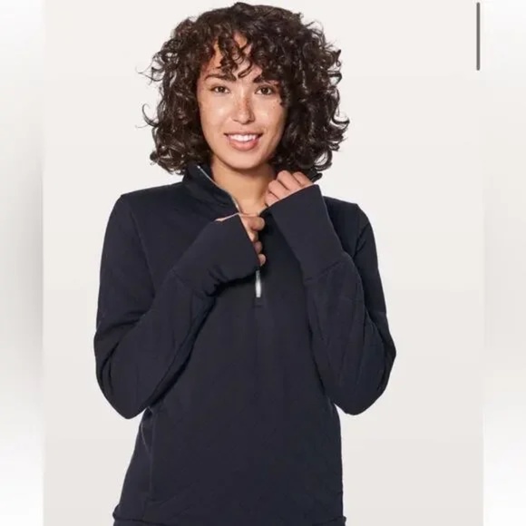 LULULEMON Forever Warm Quilted Pullover 1/4 Zip Women’s Size 4 Black S - Picture 1 of 5